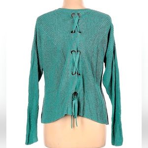 Lucky brand Seafoam sweater with lacing detail on back
